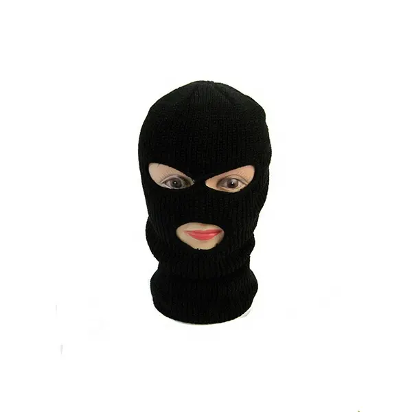 Topi Rajut Balaclava Akrilik Musim Dingin, 3 Lubang 100% Beanie