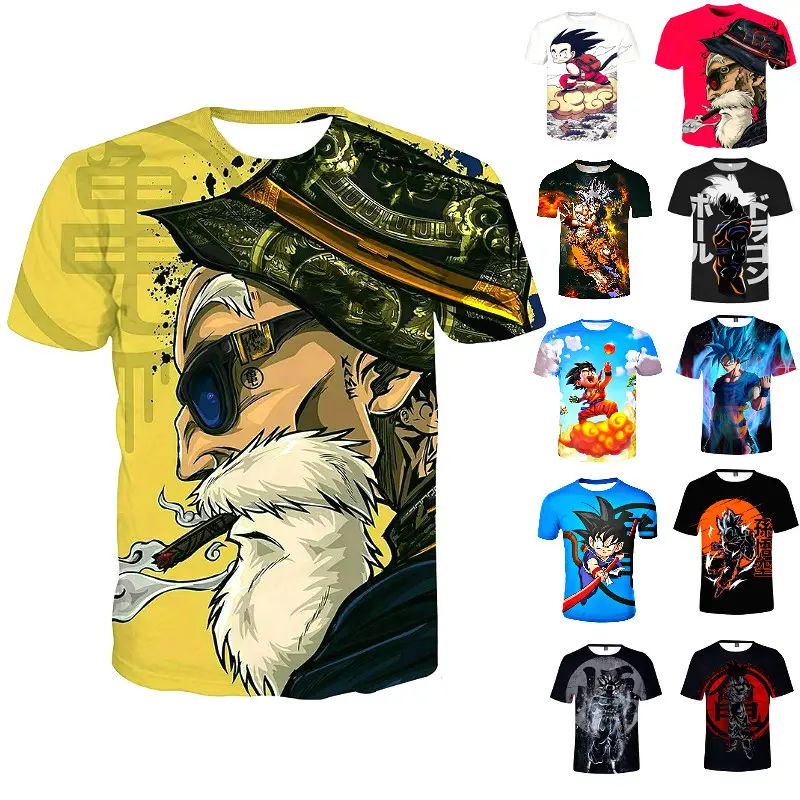 DragonBall T-shirt Anime Sommer 3D Druck Cartoon Frauen Mode Männer Jungen Goku Vegeta Saiyan Kostenloser Versand Plain T-shirts