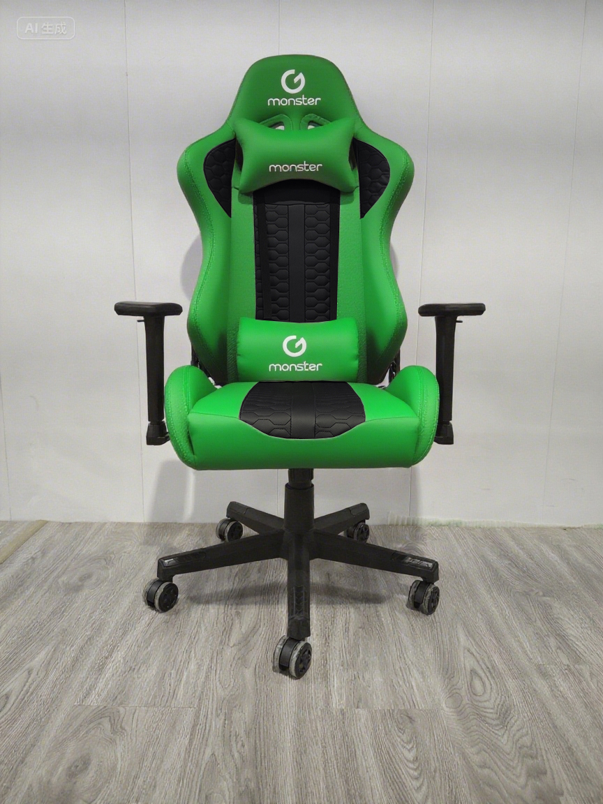 Chaise gaming vert clair avec repose-pieds