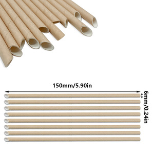 6*150MM Brown Kraft Paper <strong>Straw</strong> Soy Milk Coffee Shake Independent Packaging Cocktail <strong>Straws</strong> Paper <strong>Straw</strong> With <strong>sharp</strong> Slant End - Product Image 4