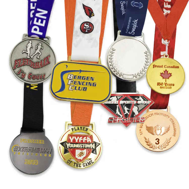 Medalla de honor 3d deportiva personalizada, fabricación en blanco, fundición a presión, esmalte suave, oro, plata, bronce, Campeonato