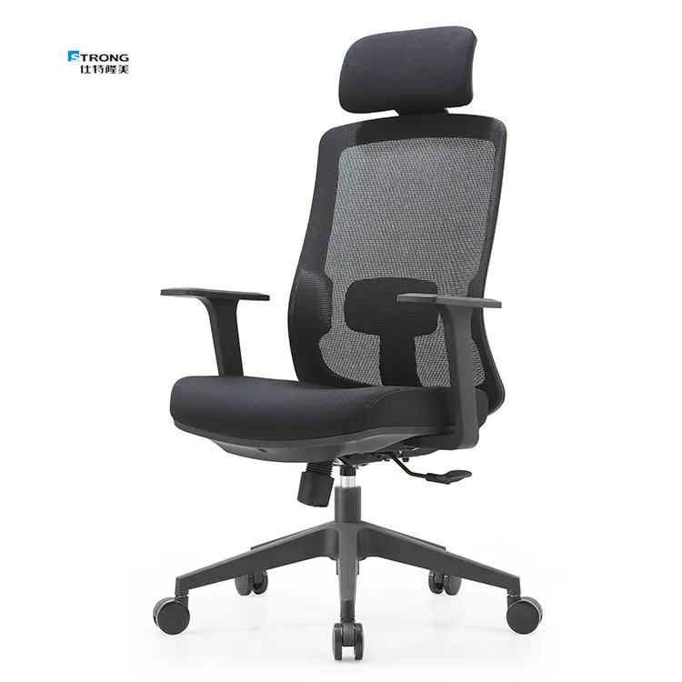 Desain baru panas ergonomis kursi kantor tinggi dukungan penuh Mesh hitam