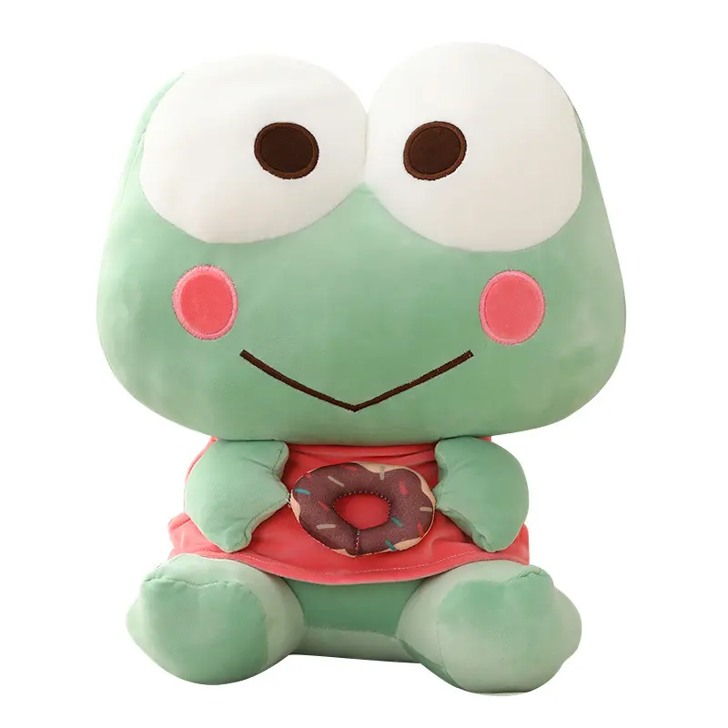 Boneka mainan mewah katak donat mata besar boneka lempar katak tidur ukuran kecil boneka khusus hewan mainan untuk anak-anak