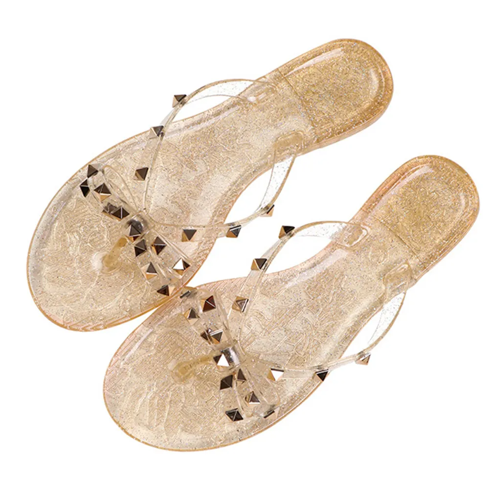 Sandales de plage plates en PVC pour femmes, chaussures d'extérieur à la mode de marque célèbre de styliste, nouvelle collection 2021
