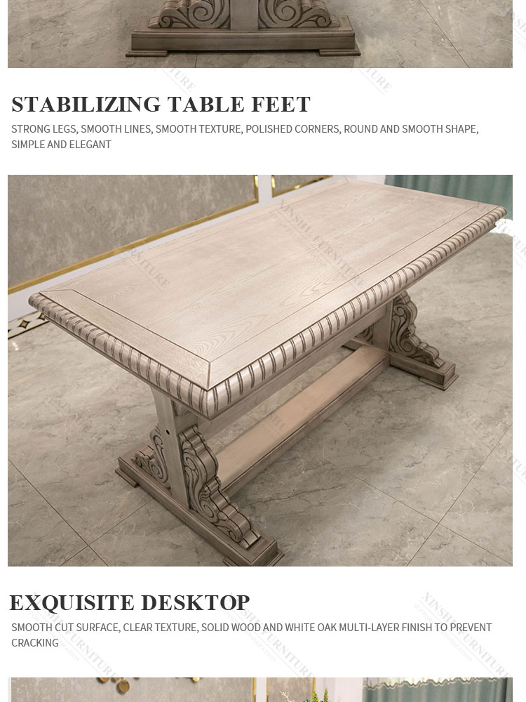 American Light Luxury High-end Table French Rectangular 6-Person Family Large Family 2021 New Solid Wood Dining Table