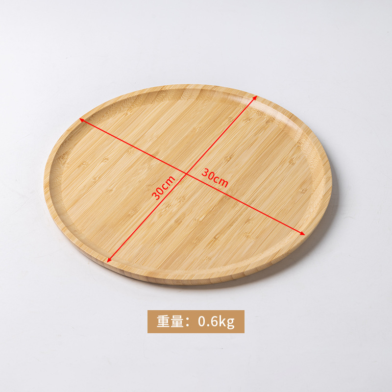 Natural wood color, round, 30*30*1.5 cm.