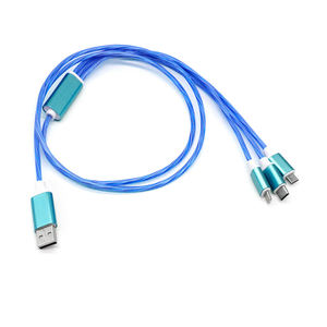 Yüksek kalite 1m 2m akan ışık Usb kablosu ışıklı Led lamba şarj kablosu Led 3 in 1 PVC Usb kablosu C ve mikro yazın - Product Image 3