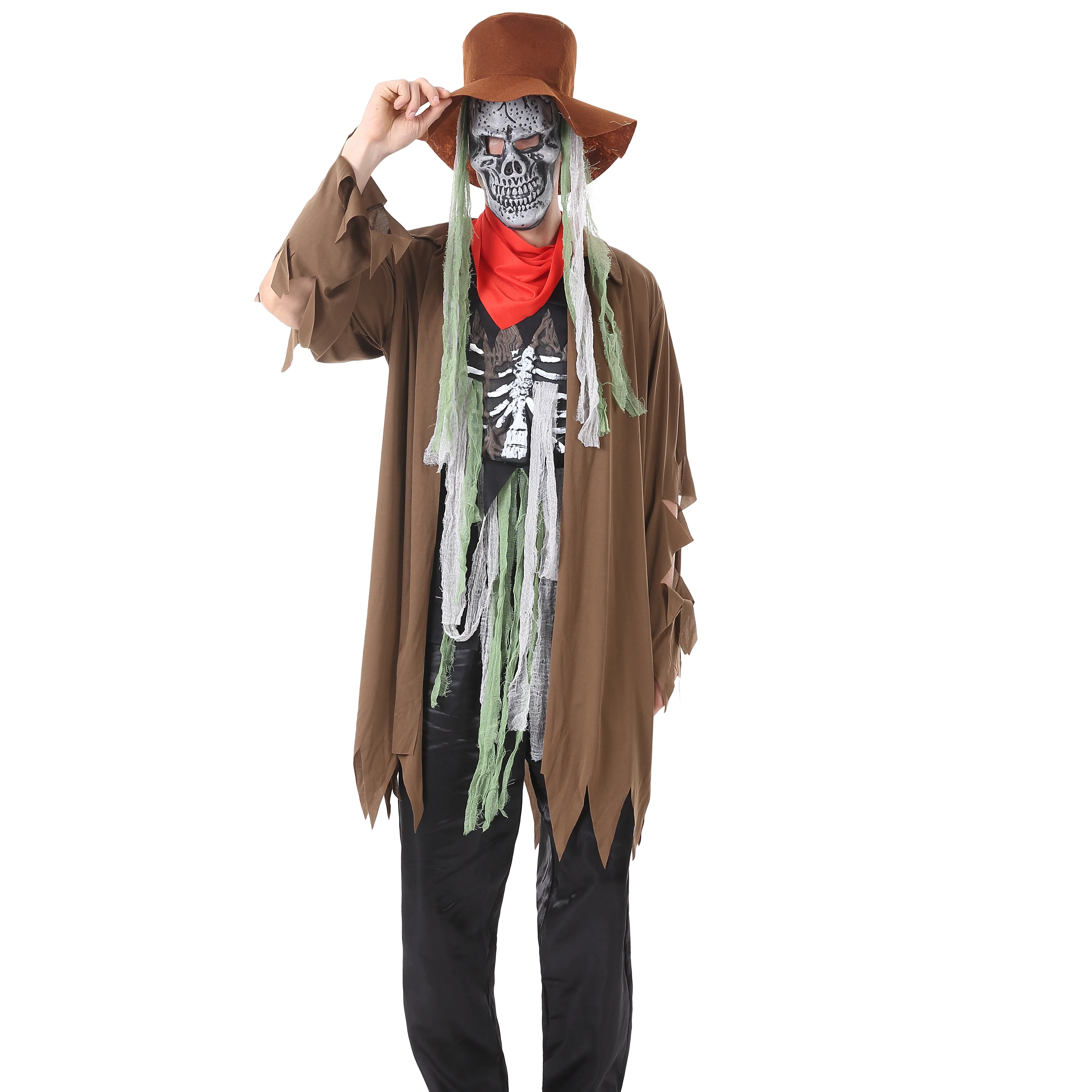 Adulto Halloween Traje de Cowboy Legal Fantasma Traje Zumbi Osso Pano