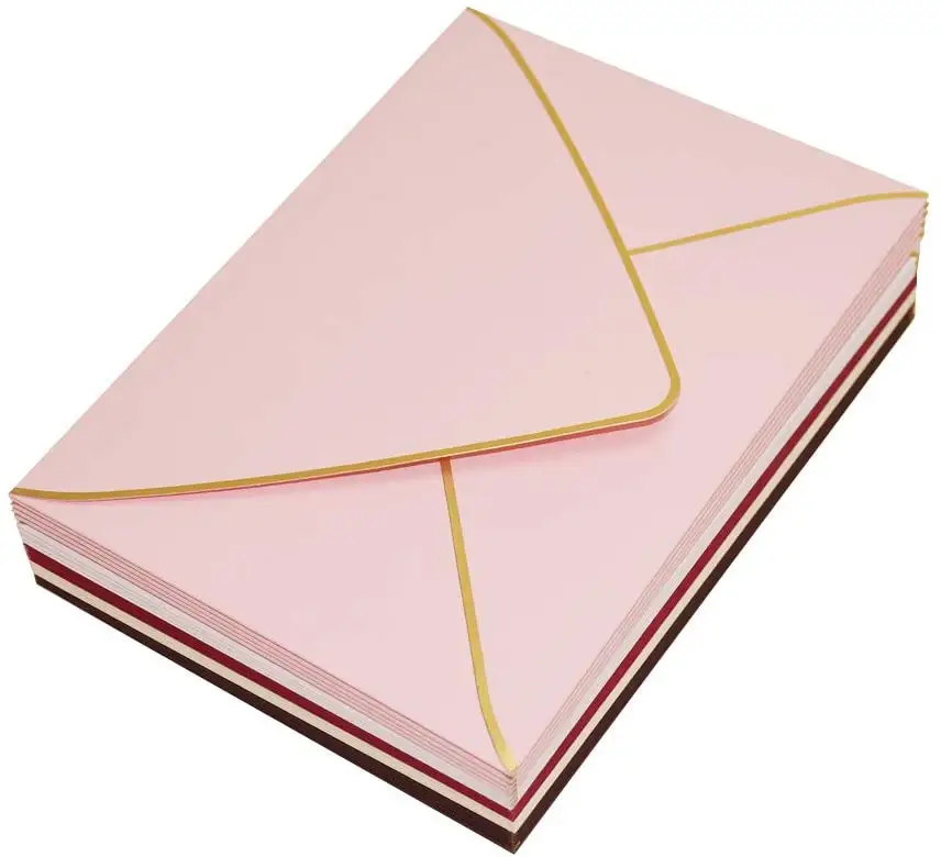 Оптовая продажа розовых конвертов A7 5x7-V конверт с золотой каймой для карт 5x7 и идеально подходит для свадеб, приглашений