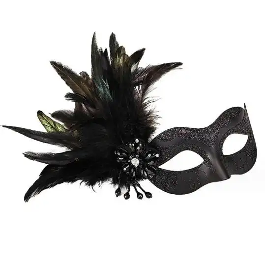 Maschere da festa in maschera con piume di compleanno tinte con maschere di piume di pollo Mardi Gras per Halloween.de coration