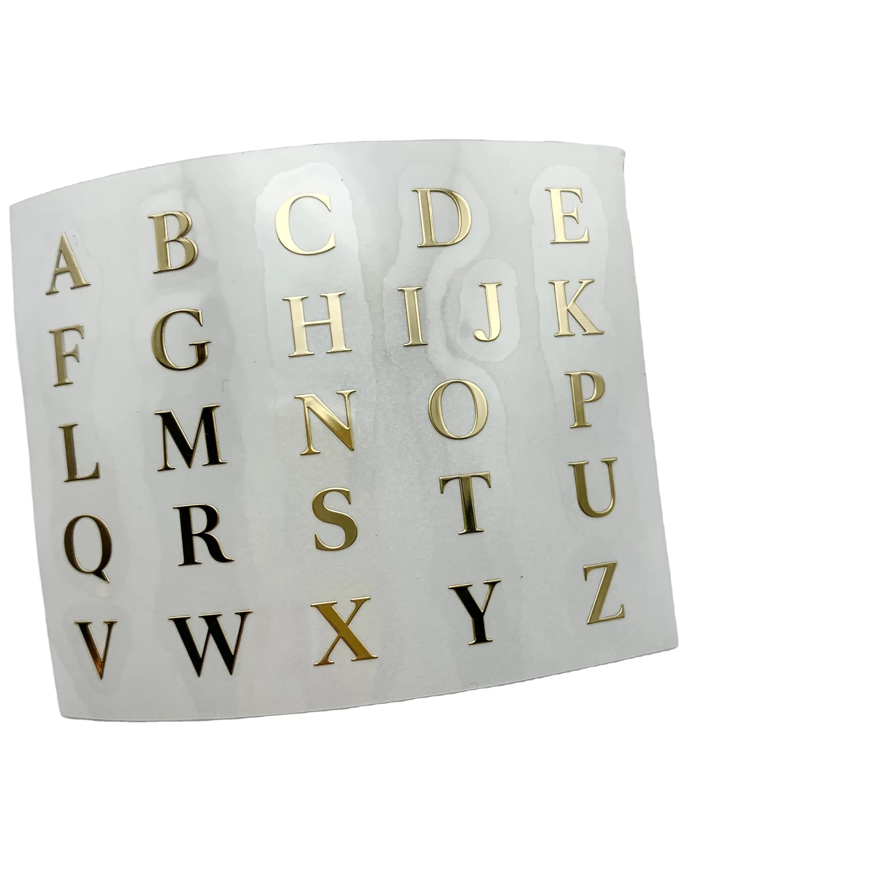 Etiqueta do níquel do alfabeto do ouro personalizado galvanizado fina da transferência do metal adesivo