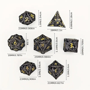 7 mảnh kim loại rỗng nhiều mặt hình rồng xúc xắc nhập vai trò chơi hội đồng quản trị "sự thức tỉnh của con thú Vực Thẳm" - Product Image 2