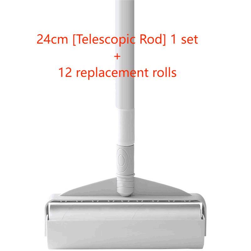 Blanco - Varilla telescópica de 24 cm, 1 juego + 12 rollos de repuesto.