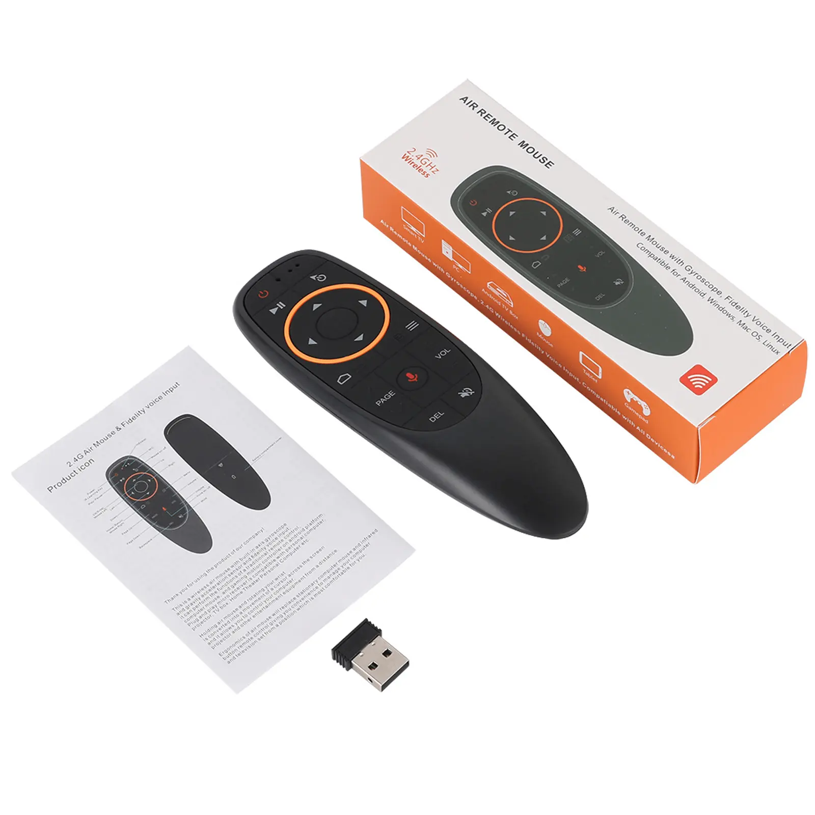 Voice Air Mouse 2,4G RF inalámbrico Smart TV decodificador Control remoto por voz