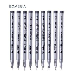 STA Pigment Liner mürekkep işaretleyici kalem fırça ucu siyah Fineliner çizim İşaretleyiciler fırça kalemler 0.05 0.1 0.2 0.3 0.4 0.5 0.6 0.8 Set - Product Image 1