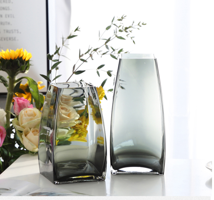 Wholesale  Hand Blown Glass Vase Elegant Square Glass Vase and Crystal Glass Vase  for Home Decor