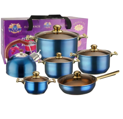 Bouilloire 3L couleur argent style B + Casserole à soupe 16-18-20-24cm + 24cm