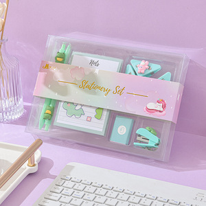 5 mảnh màu Hồng Ếch văn phòng phẩm Thiết lập dễ thương thỏ đồ dùng học tập cho cô gái <span class=keywords><strong>Stapler</strong></span> bóng-điểm bút notepads phục sinh Quà Tặng - Product Image 5