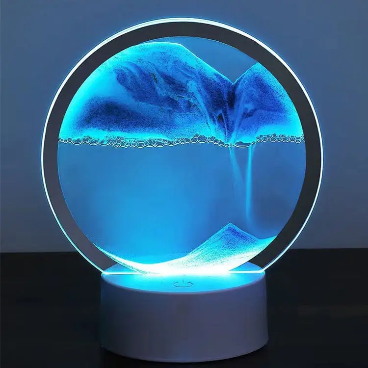Moderne Schreibtisch leuchte 3D LED Tisch lampe Led Moving Art Dynamische Sands cape Treibsand malerei Schnelle Sand lampe