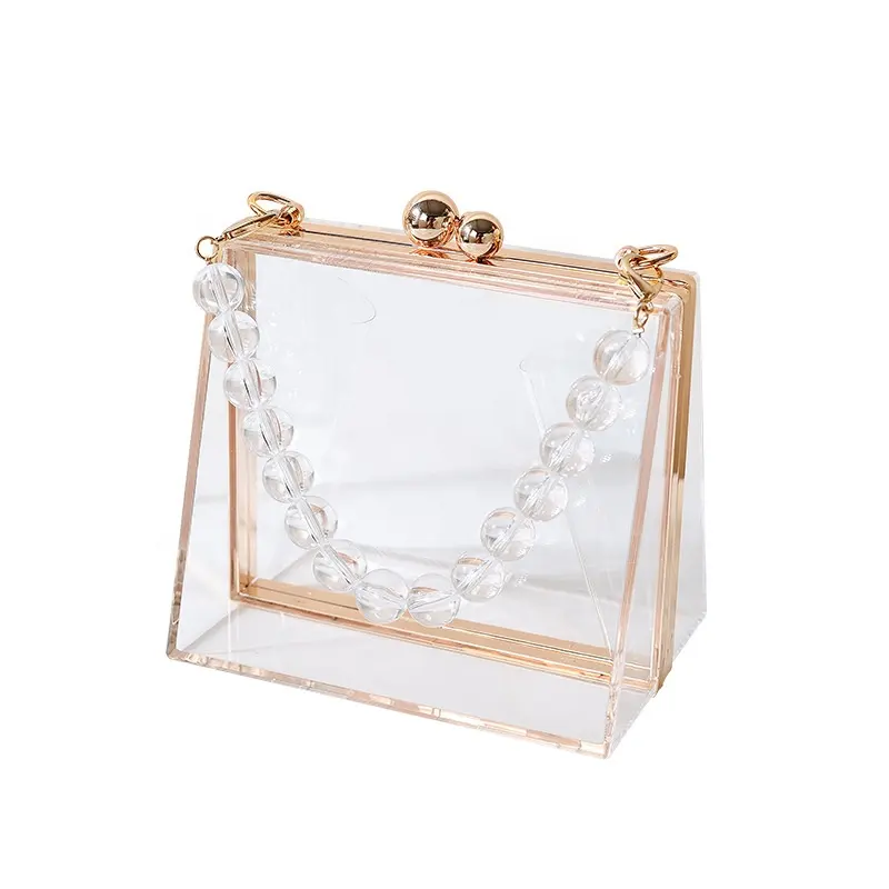NEU Design Mode Damen Acryl Transparente Griff kette Clutch Bag Abend tasche als Geschenk