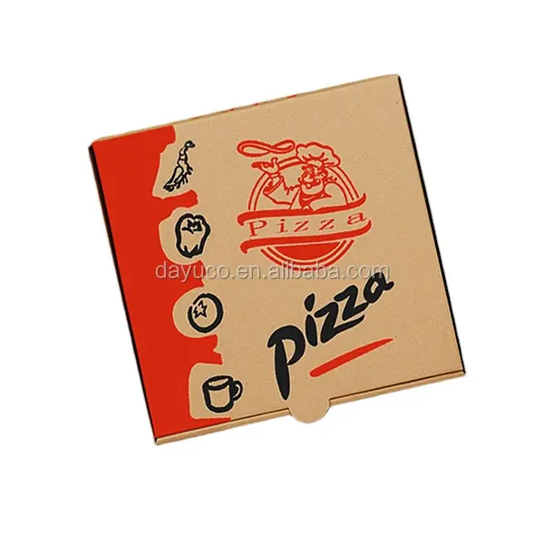 Caixa retangular para embalagem de pizza, logotipo personalizado de fábrica, papel kraft de 16 polegadas, estampado em folha de ouro, caixas de papel para bolo