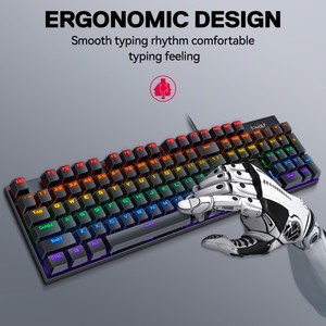 OEM T-WOLF T18 Usb Wired Gaming Backlit Mechanical <strong>Keyboard</strong> RGB 87Keys TKL <strong>Keyboard</strong> for <strong>Desktop</strong> Computer Gamer Teclado Gamer - Product Image 2
