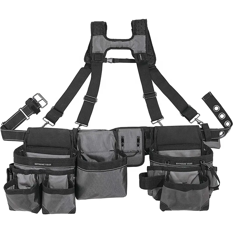 Heavy Duty Carpenters Tool Belt Bags Tool Kits Holder Comfort Rig Electrician Tool Belt With Suspenders