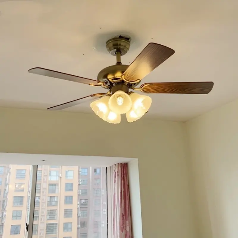 42'' rustikales klassisches Bronze 5 Sperrholzklingen Kronleuchter dekorativer Led-Deckenventilator mit Licht für Schlafzimmer Wohnzimmer Esszimmer