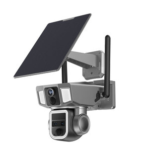 Three Image Outdoor Intelligent Panoramic <strong>10</strong> <strong>X</strong> Zoom 4G Solar Street Light 12V PTZ CCTV Security <strong>Camera</strong> WIFI With Solar Panels - Product Image 1