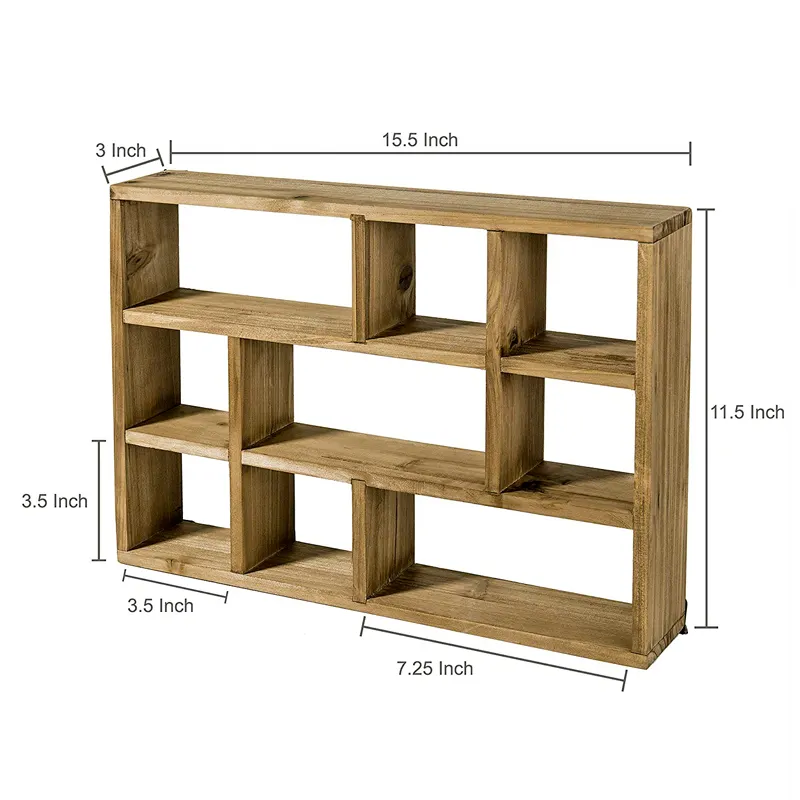 Muebles de madera para el hogar de pino de alta calidad, color sólido para barbacoa, decoración general sin plegado, Cubo de pared, estante rectangular