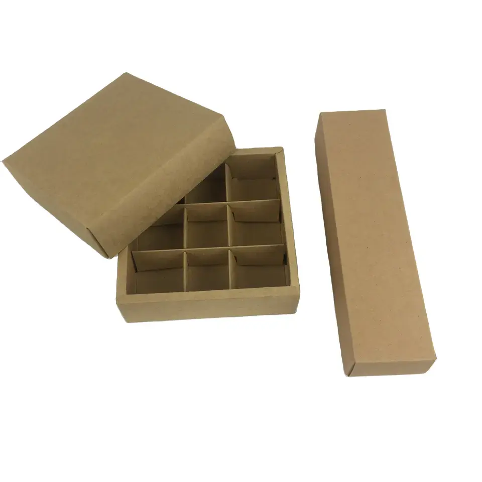 Personalizar kraft papel caixa preço razoável dobrável kraft papel caixa quadrado kraft presente doces armazenamento caixas presente com tampa