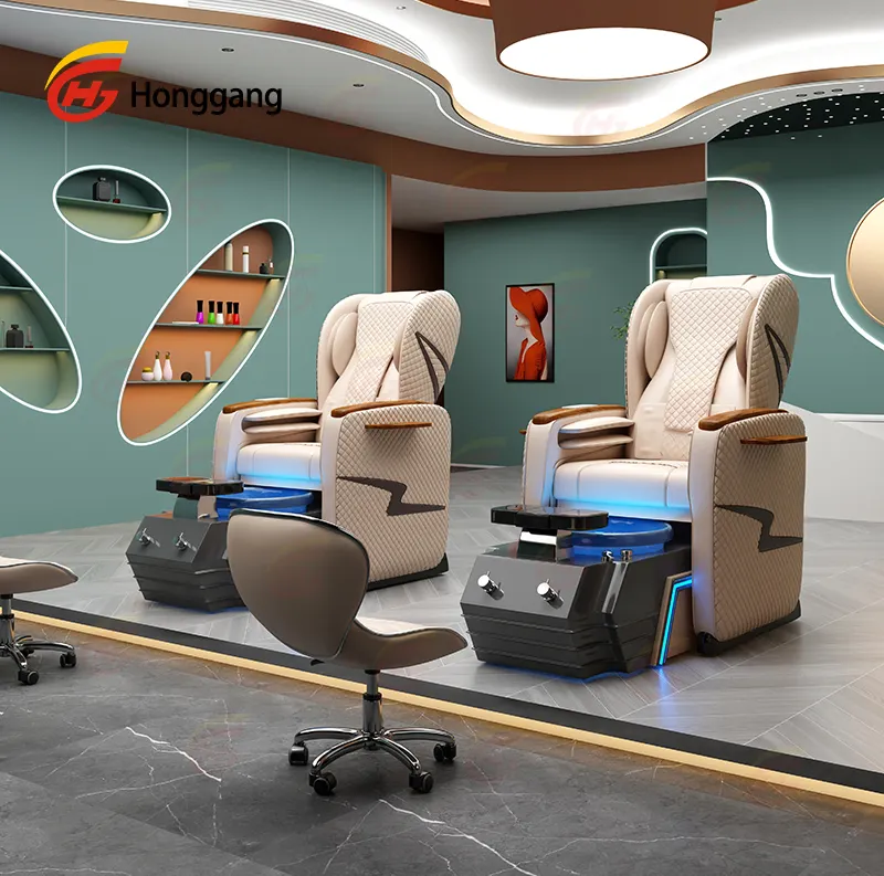 2024 honggang gros luxe spa ongles massage des pieds chaises de pédicure électriques avec vidange de pompe à vendre