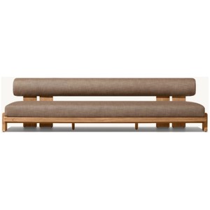 Meubles de balcon d'extérieur fabriqués artisanalement ensemble de canapés en bois de teck massif de couleur naturelle - Product Image 2