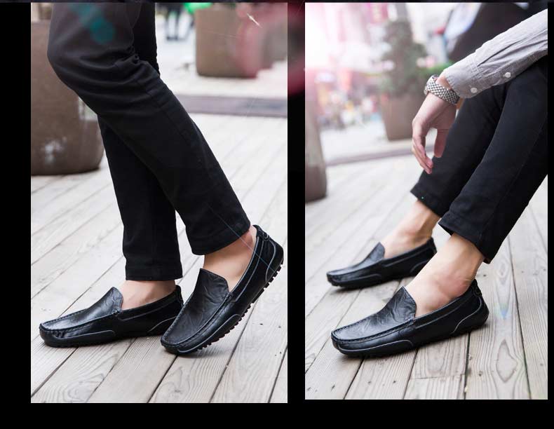 Genuine Leather Stylish Shoe Casual Dress Formal Loafers Men Black S219-3478 (Eid New Arrival STOCK ITEM) 8 PRISTINE