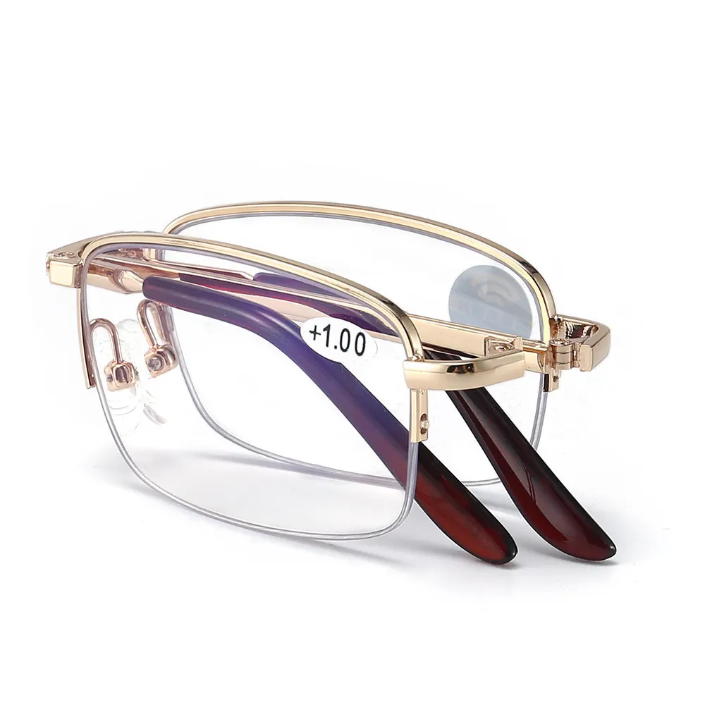 Metal Folding Reading Glasses Foldable Presbyopia Men Women Ultra light Eyewear With Anti blue light 1.0 1.5 2.0