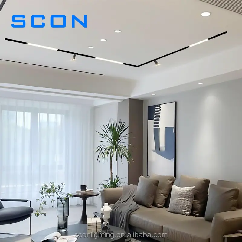 SCON manyetik hüzme aydınlatma siyah raylı ışık gömme ticari Led manyetik monte lamba TUYA Zigbee alüminyum 220V/110V Modern