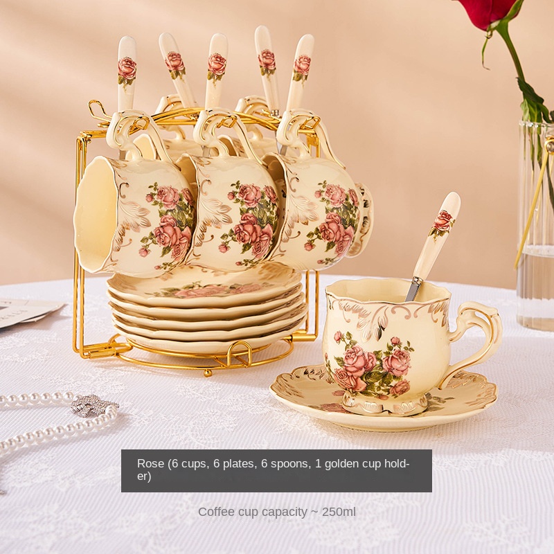 Roses (6 cups 6 saucers 6 scoops) rack