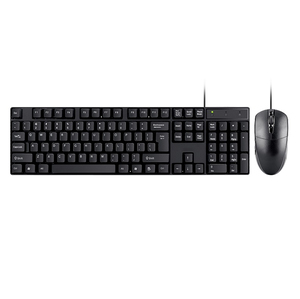 Combos de ratón y teclado USB con cable para ordenador de oficina, conjunto de teclado y ratón óptico ergonómico resistente al agua para escribir en el escritorio - Product Image 1