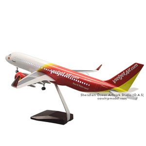 航空機飛行機モデルギフト1:80合金スケールモデルエアバスA320 Vietjet 47cmボーイングモデル飛行機 - Product Image 1