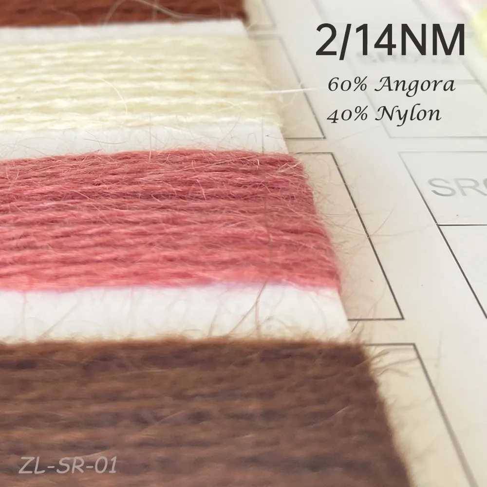 2/14Nm 60% Angora 40% naylon (poliamid) dokuma tığ angora fantezi karışımlı düz örgü makinesi melange iplik