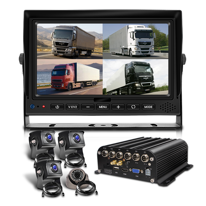 4CH HDD MDVR avec 4G + GPS,7 "écran, caméra 4PCS