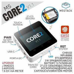M5Stack Core2 V1.1 ESP32 Touchscreen IoT-Entwicklungs kit Grafische Programmierung Master Control - Product Image 4