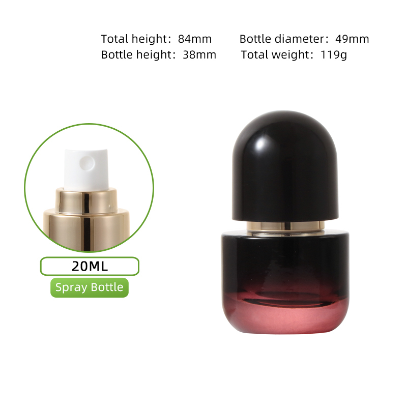 Botella de vino tinto de 20 ml, cabezal rociador dorado + tapa negra yunshang