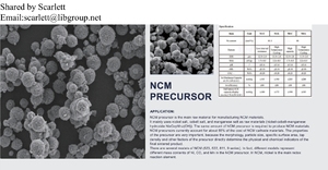 Yüksek kararlılık Ni:Mn:Co = 8:1:1 NMC 811 pil katotları için öncü toz lityum iyon batarya hammadde öncülü NCM - Product Image 4