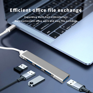 现货库存类型-C至4 Usb集线器铝合金4合1 Usb集线器，4/5端口Usb 3.0 Por集线器适配器，适用于笔记本电脑 - Product Image 4