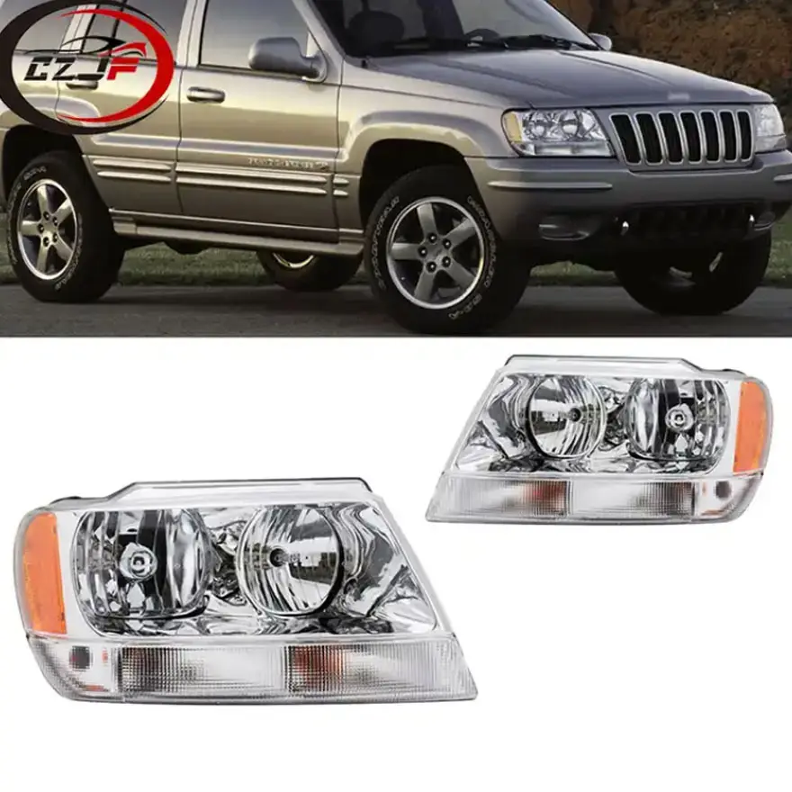 CZJF en iyi satış farlar başkanı işık lambası Jeep için far Grand Cherokee 1999 2000 2001 2002 2003 2004 255155576AG 55155577AG