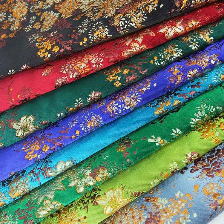 Tela de seda con brocado chino para vestido de novia, tejido de buena calidad con varios colores y patrones, venta al por mayor