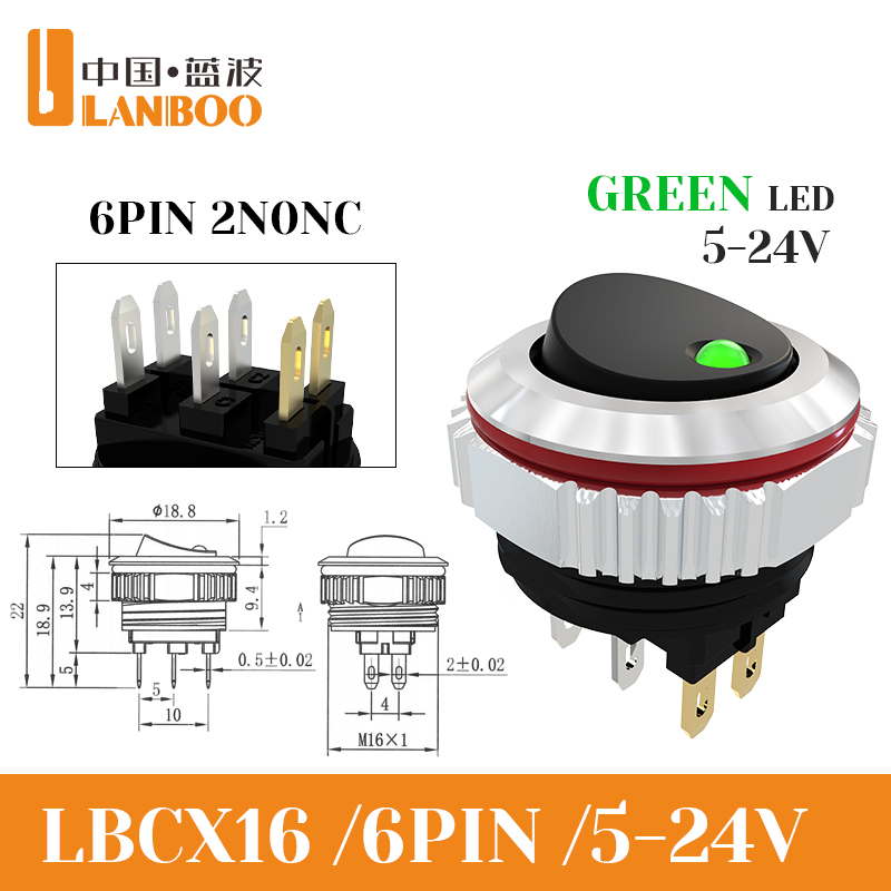 6-pin 5-24v black green