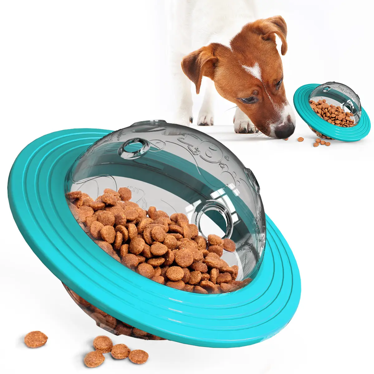 Amazon vendita Caldo Pet Shop Morso Resistente E Durab Multifunzionale Del Gatto Del Cane UFO Sfera Dog Treat Giocattolo Pet Food Erogazione