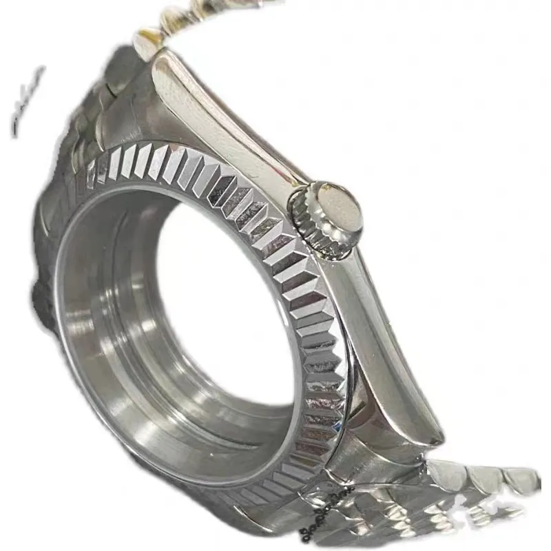 Caja de registro de anillo de diente de perro + caja de acero inoxidable transparente de 39mm adecuada para movimiento NH35/36